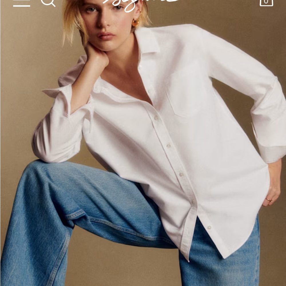 Sezane Crisp White Button-Down Shirt
